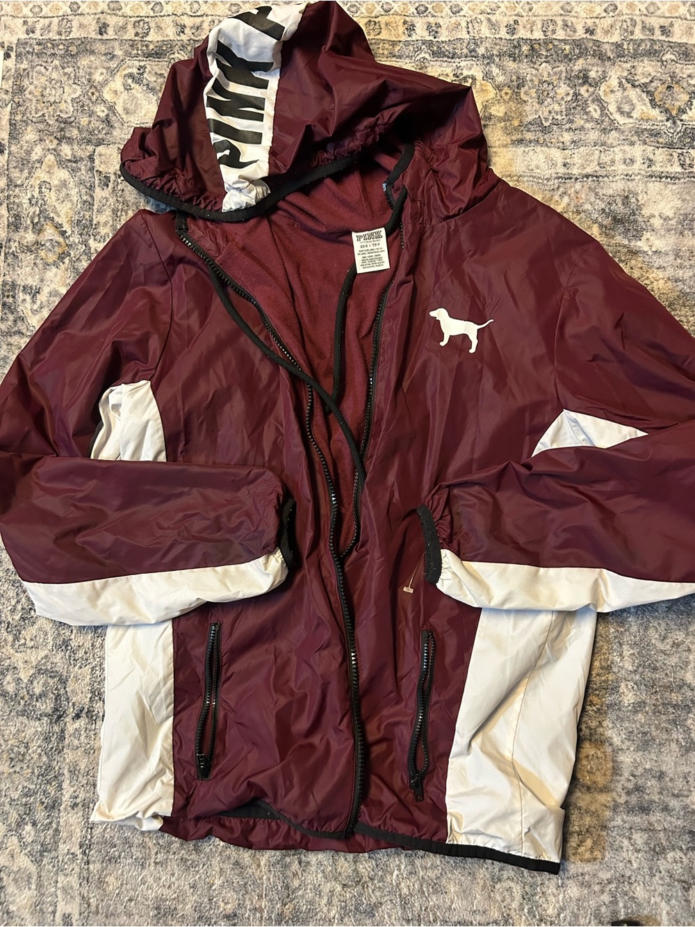 PINK Victoria's Secret Maroon and Black Jacket / Windbreaker